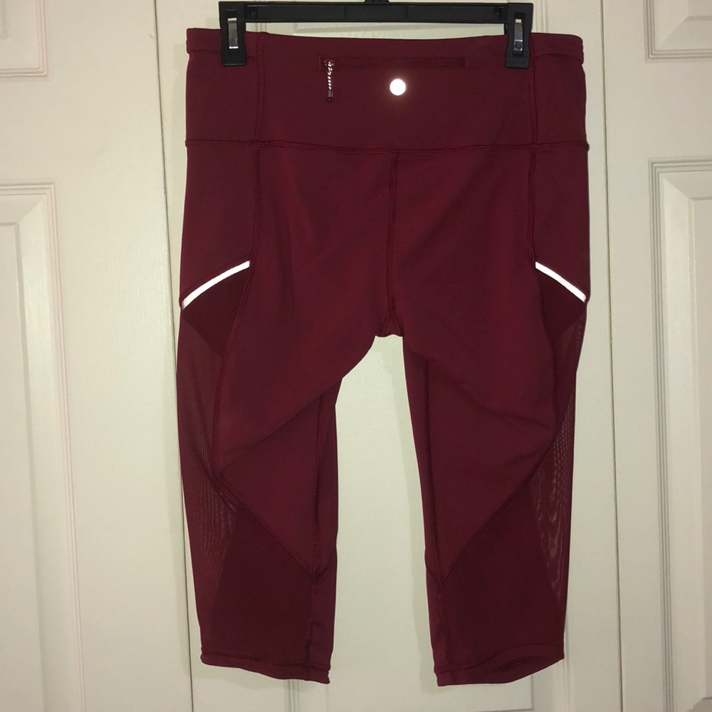 Red Lulu Lemon mesh capri leggings